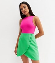 New Look Petite Green Mini Wrap Skirt